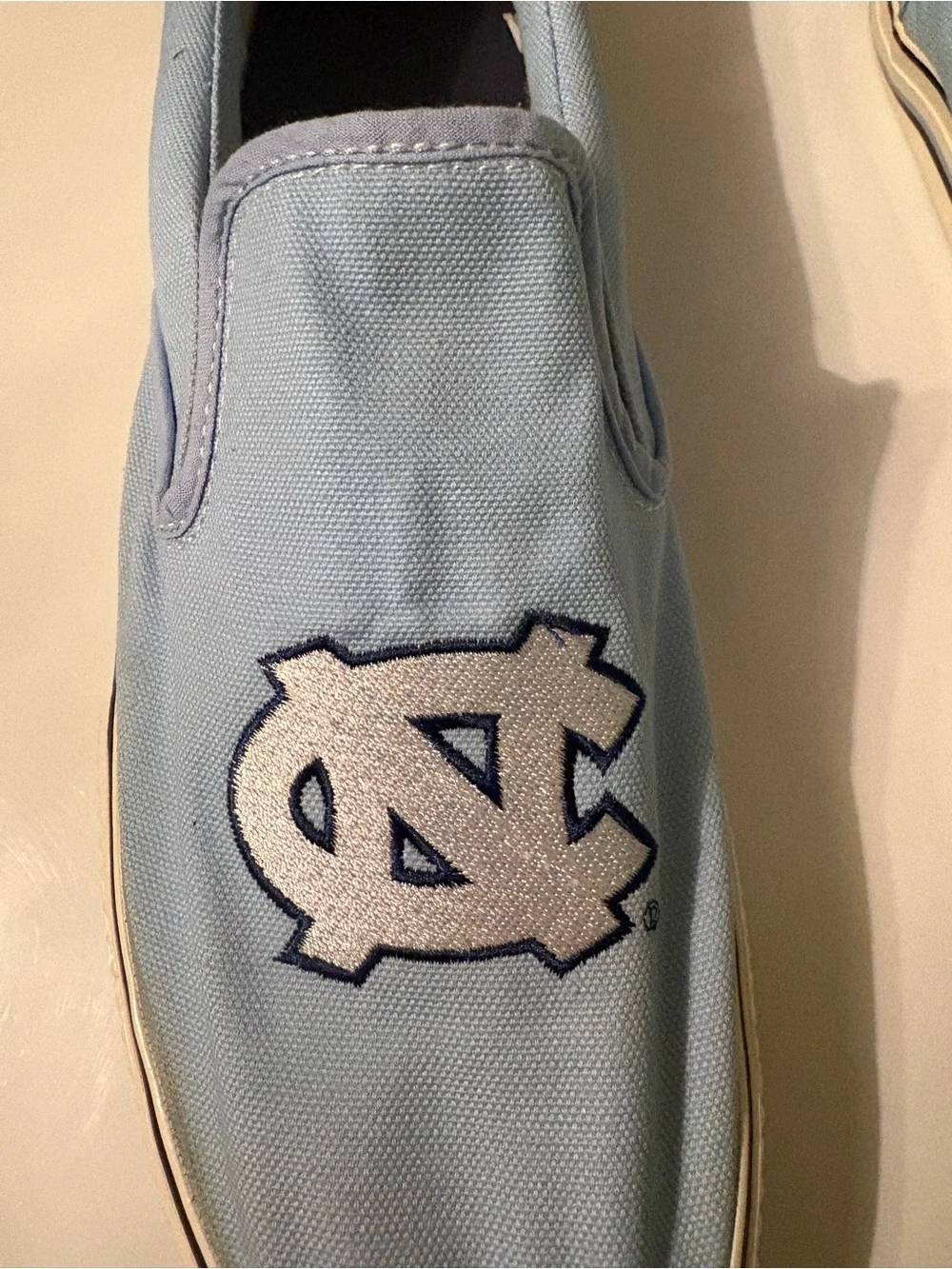 Forever Collectibles Light Blue Canvas Slip-On Loafers with White UNC Logo